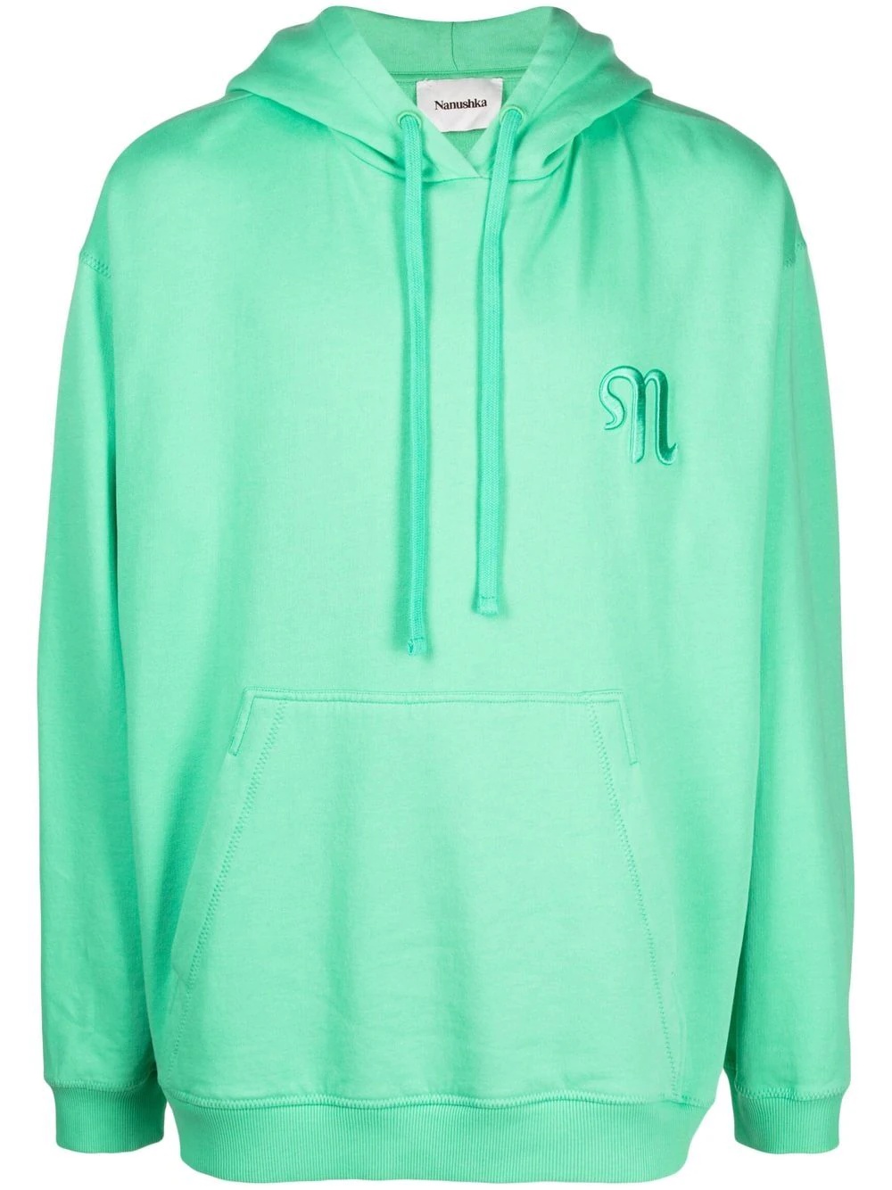 logo drawstring organic cotton hoodie - 1