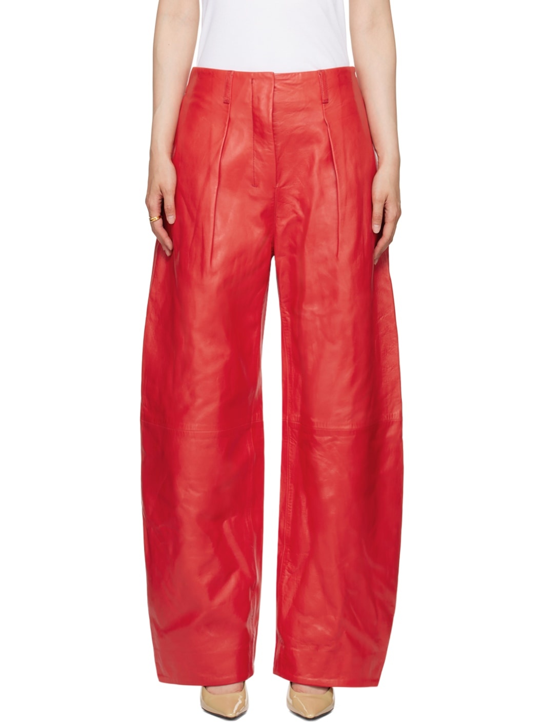 Red Les Sculptures 'Le pantalon Ovalo Cuir' Leather Pants - 1