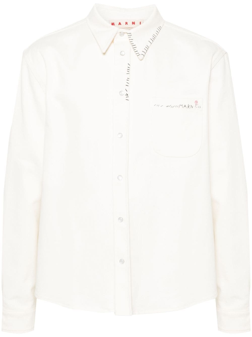 logo-embroidered cotton shirt - 1