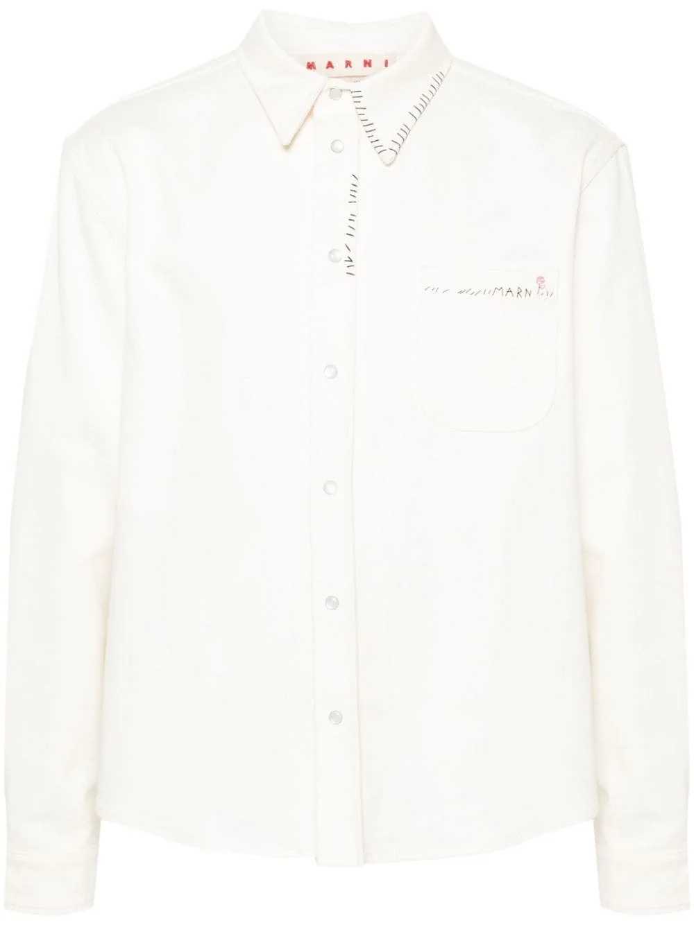 logo-embroidered cotton shirt - 1