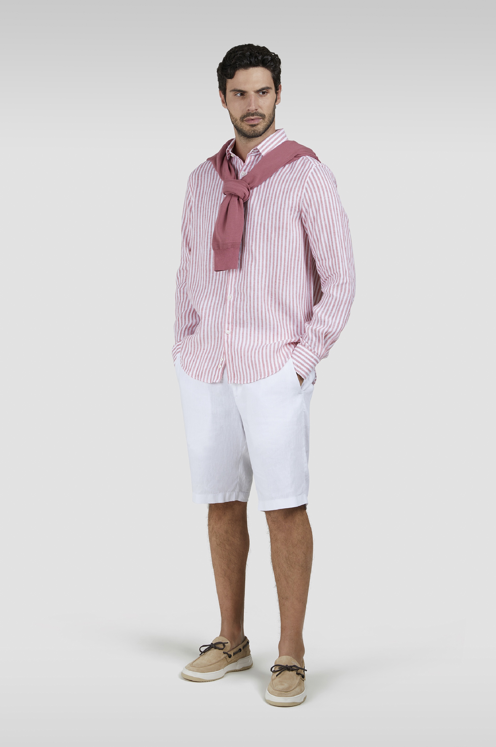 LINEN SHIRT WITH FRENCH COLLAR - 2