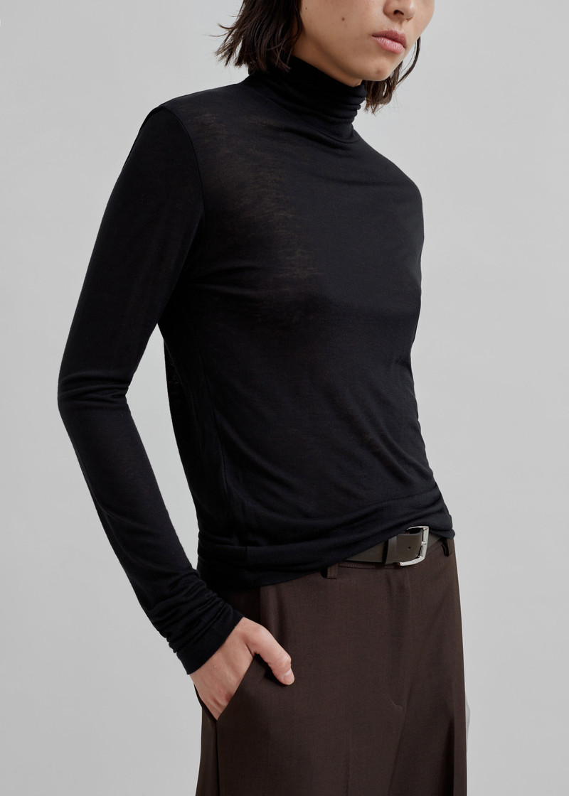 Evren Sheer Turtleneck - Black 3