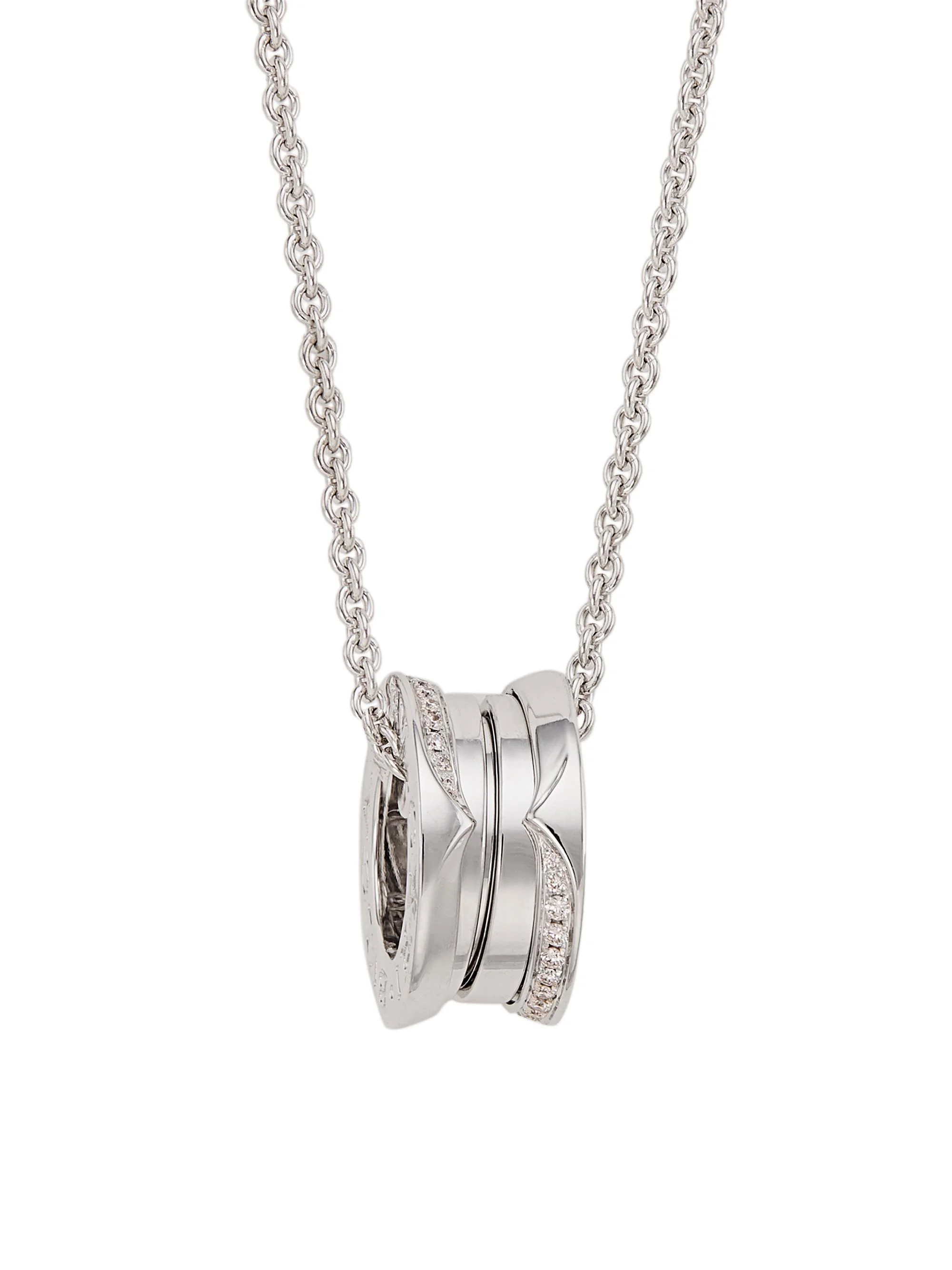 B.zero1 18ct 화이트 골드 및 0.14ct 화려한 컷 다이아몬드 펜던트 목걸이 - 1