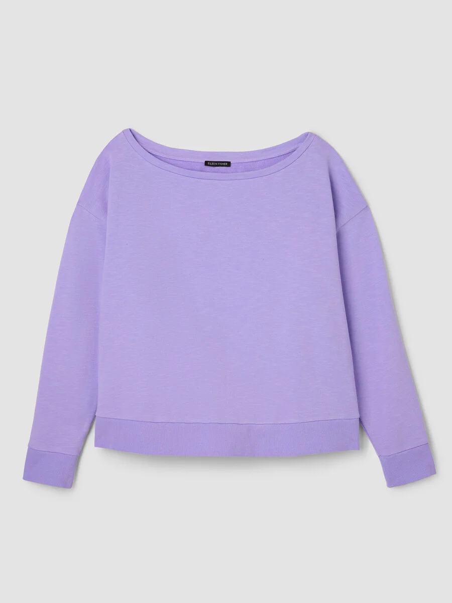 Garment-Dyed Organic Cotton Terry Bateau Neck Top - 1