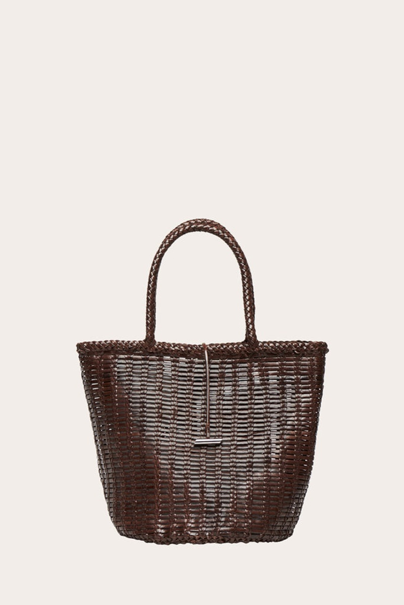 ROUND LEATHER BASKET DARK BROWN 1