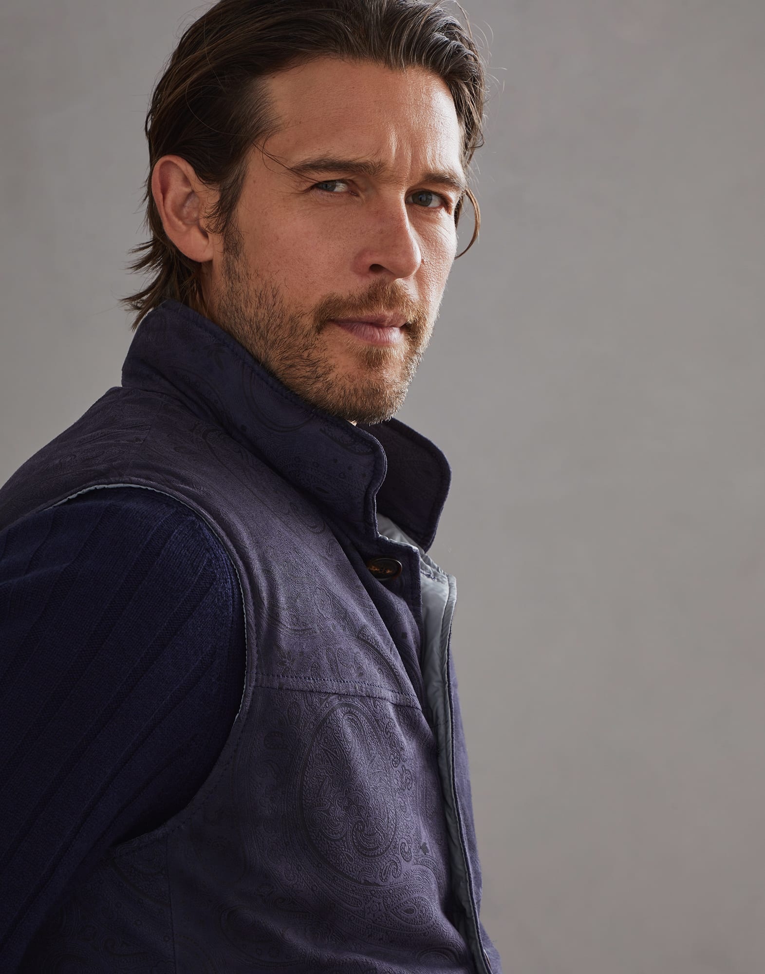 Paisley suede down vest - 3