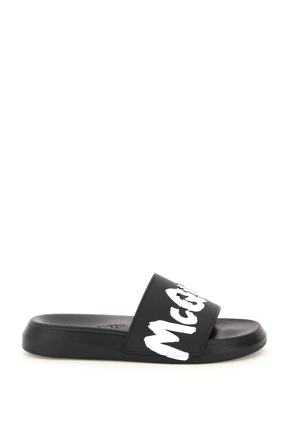 'McQUEEN GRAFFITI' RUBBER SLIDERS - 1