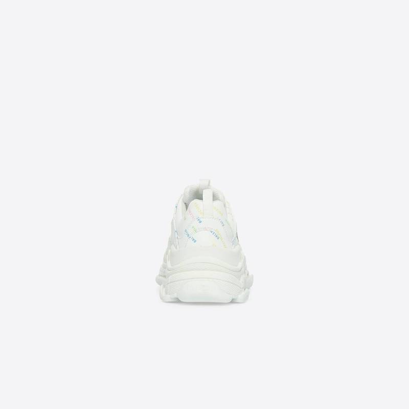 BALENCIAGA Men's Triple S Sneaker Allover Logo in White outlook
