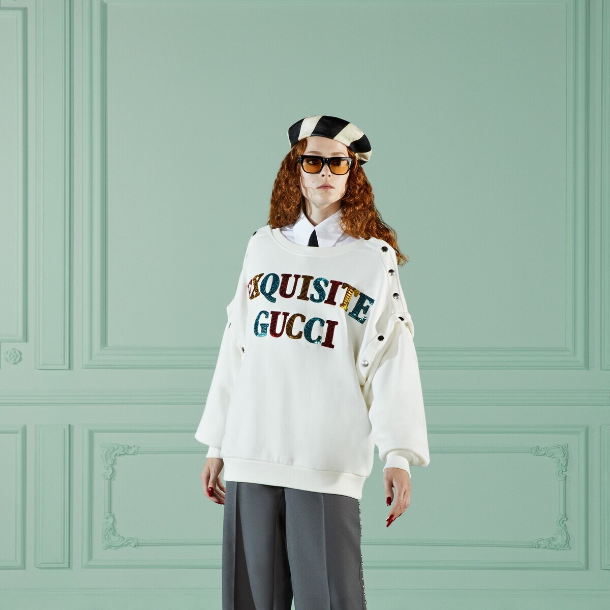 'Exquisite Gucci' cotton sweatshirt - 6