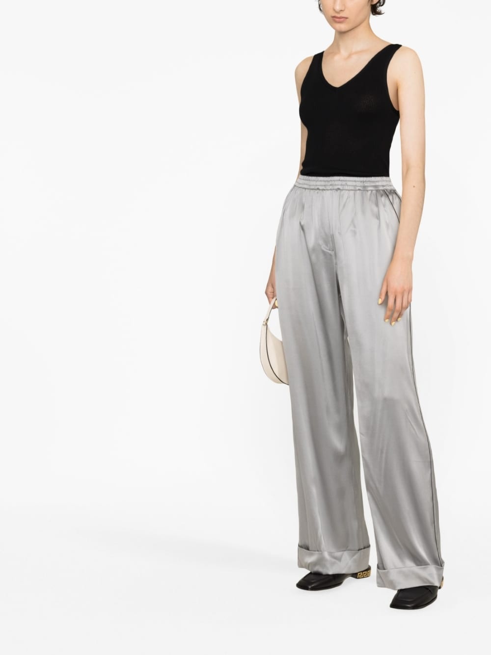 high-waist silk trousers - 2