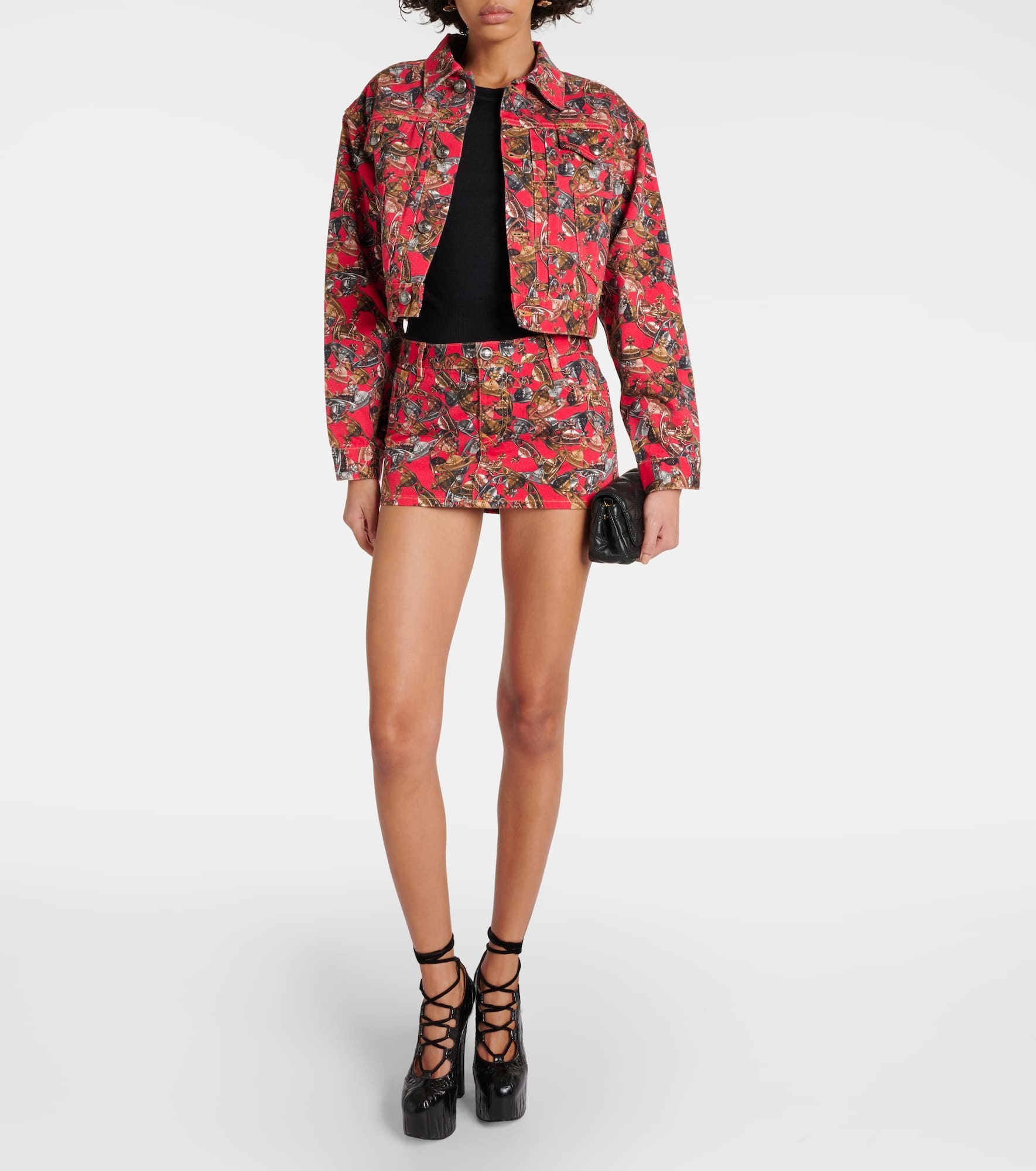 Printed cropped denim jacket - 2