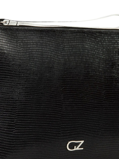 Giuseppe Zanotti snakeskin-effect logo clutch bag outlook