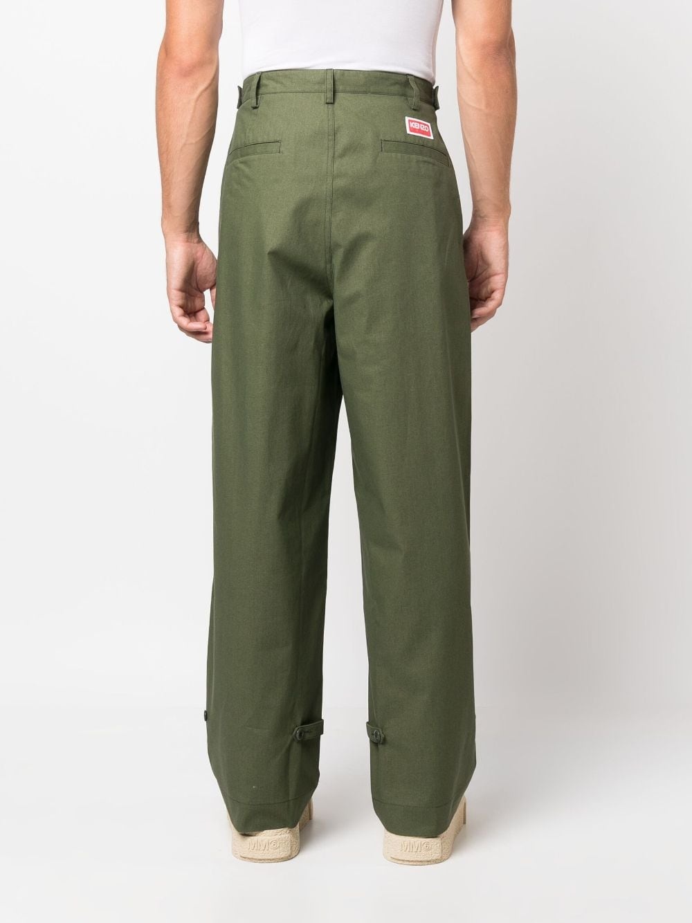 mid-rise wide-leg cotton trousers - 4