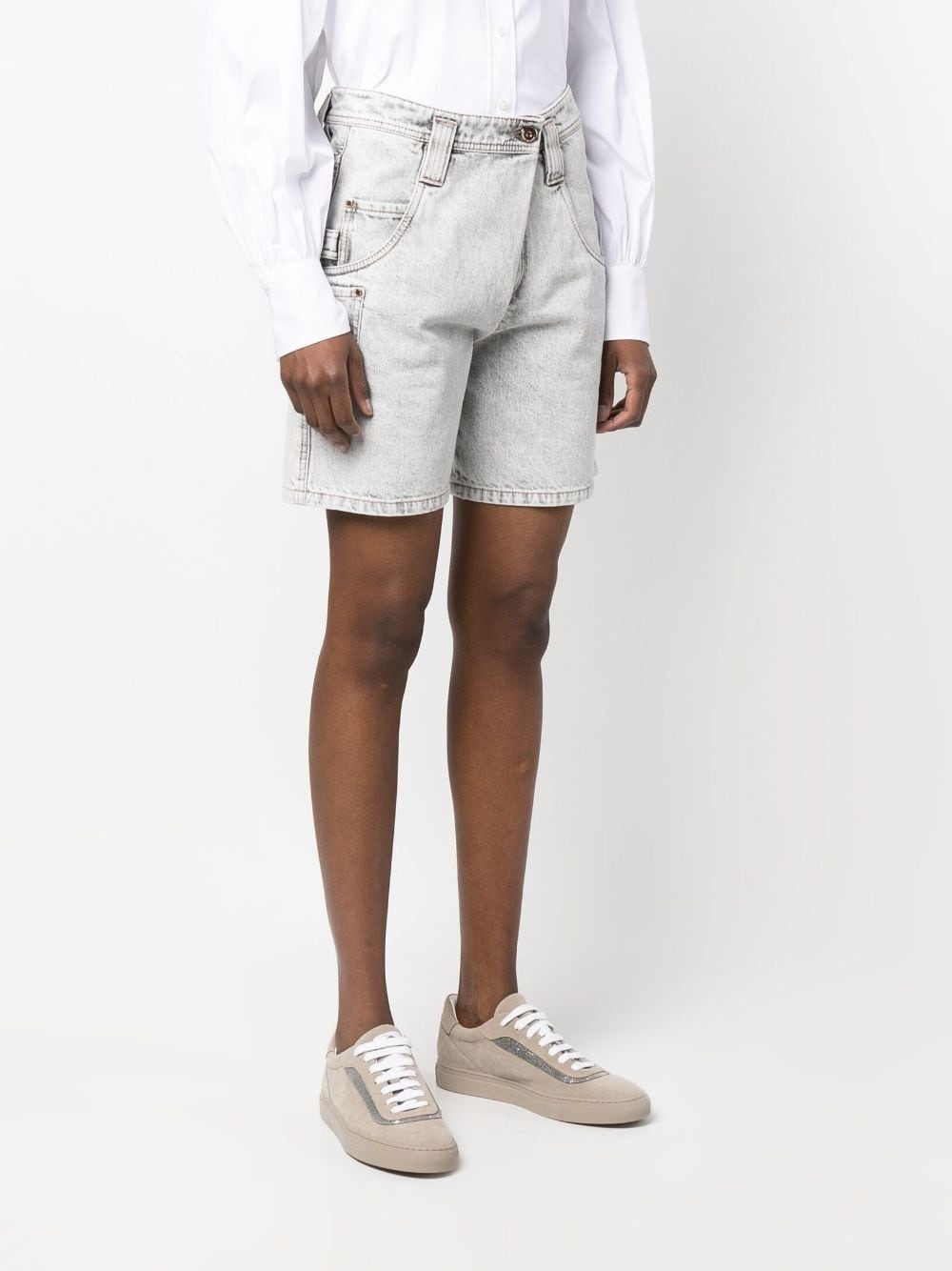 multiple-pocket denim shorts - 3