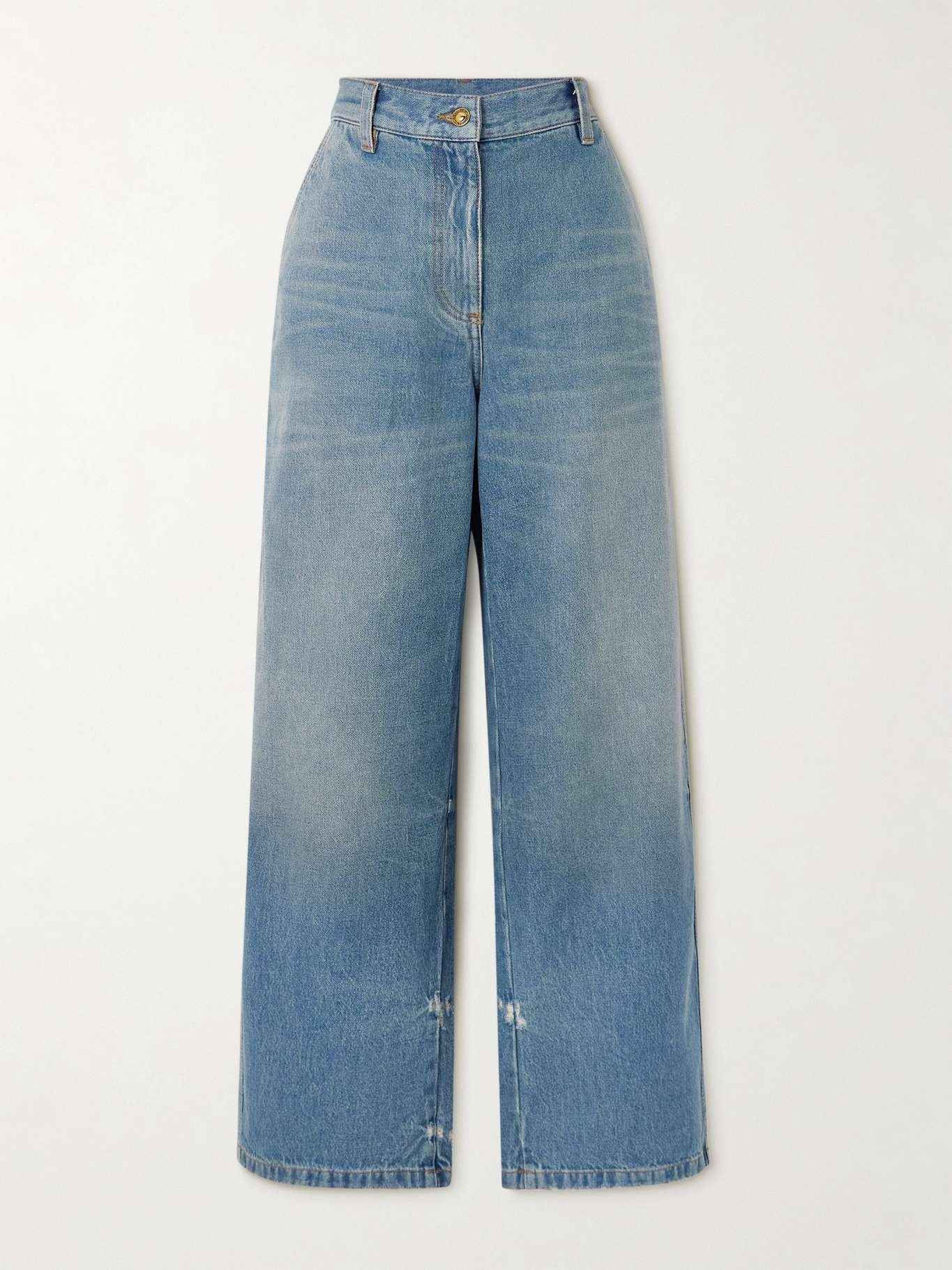 Distressed high-rise boyfriend jeans - 1