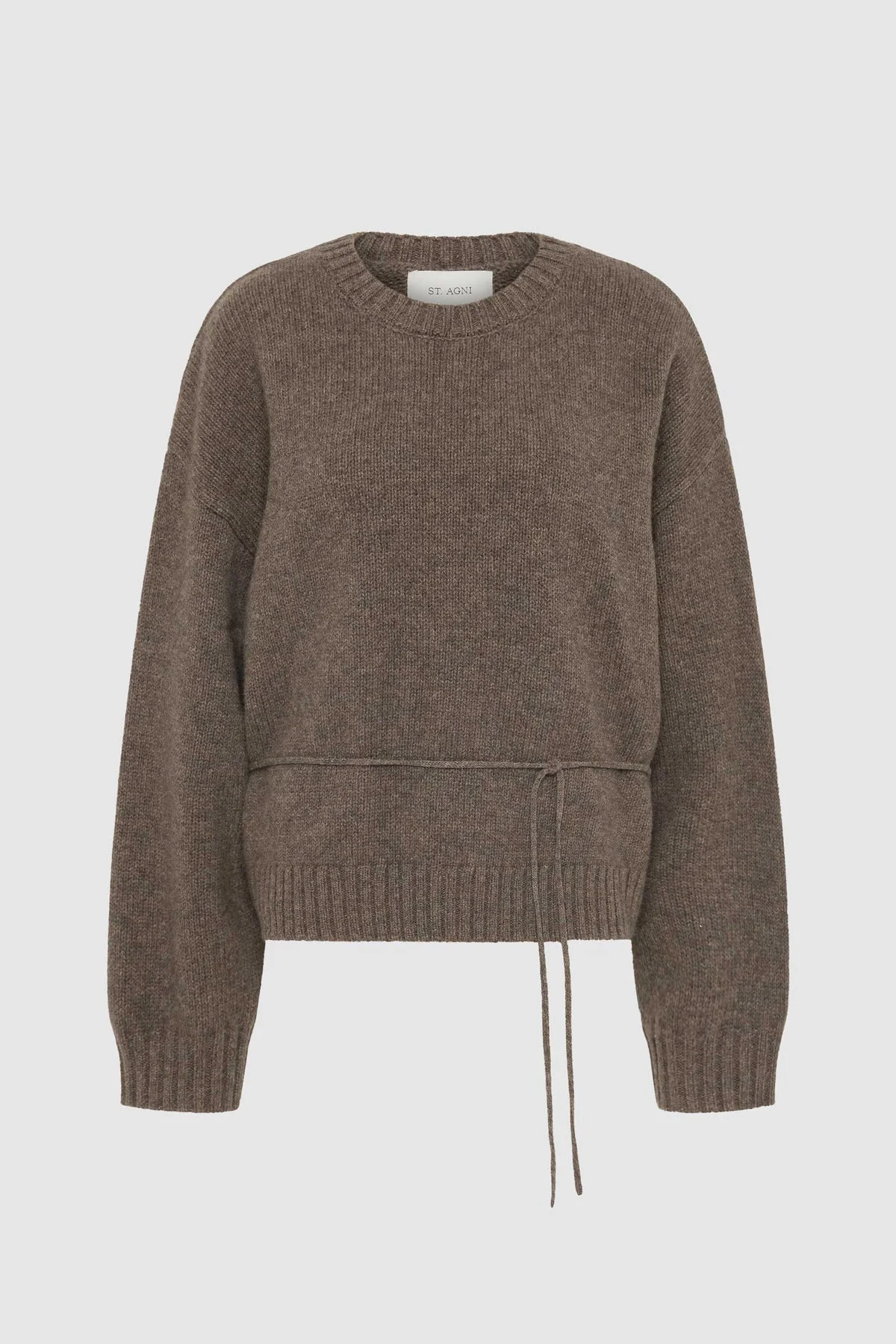Wool Crew Neck Jumper - Taupe Melange - 1