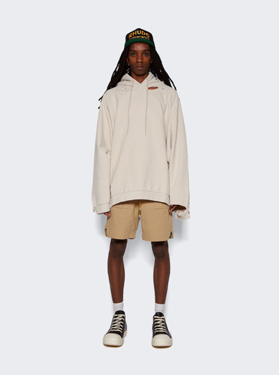 Raf Simons Washed Big Fit Hoodie with Clasps and Patch Beige outlook