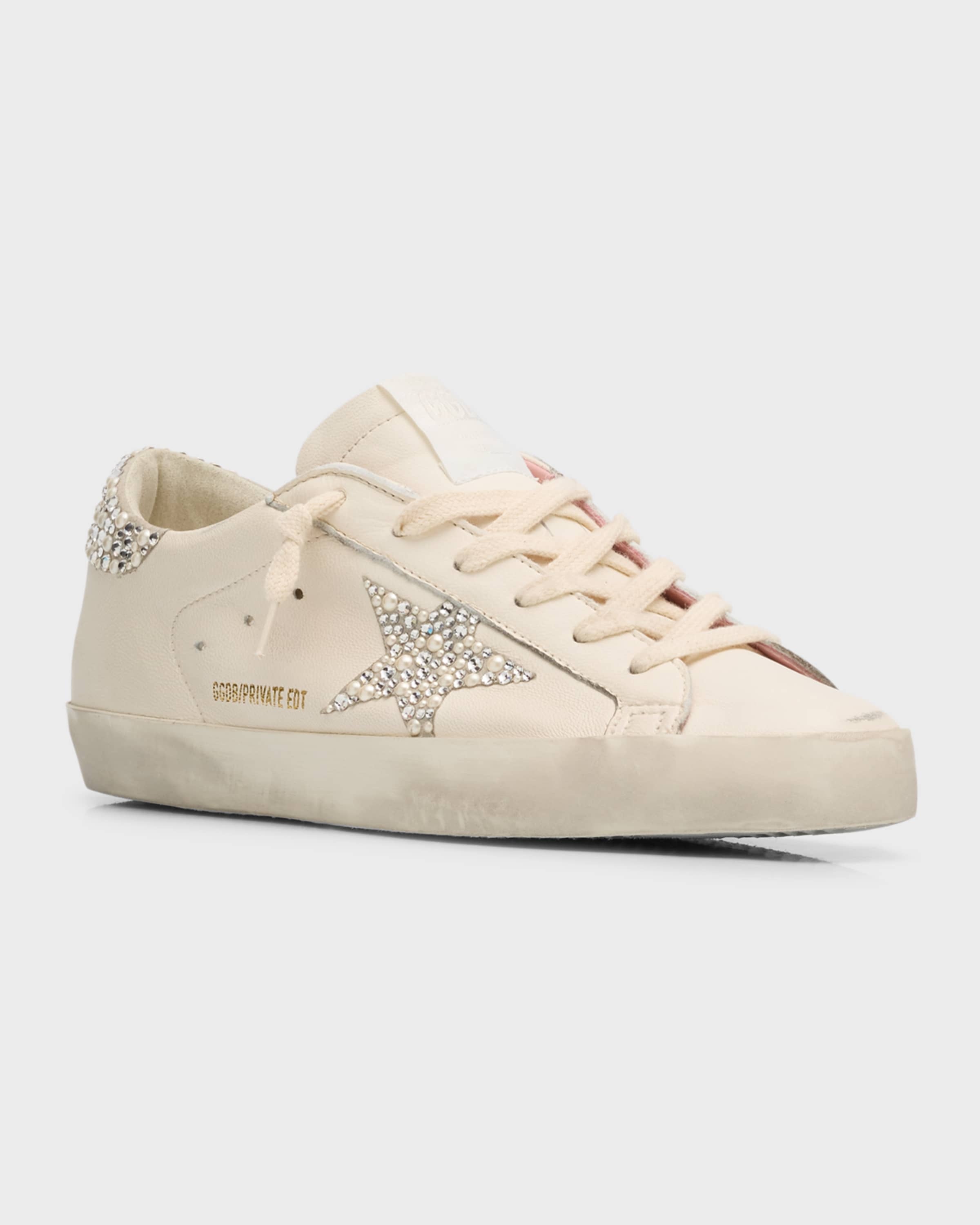 Superstar Swarovski Pearly Leather Low-Top Sneakers - 4