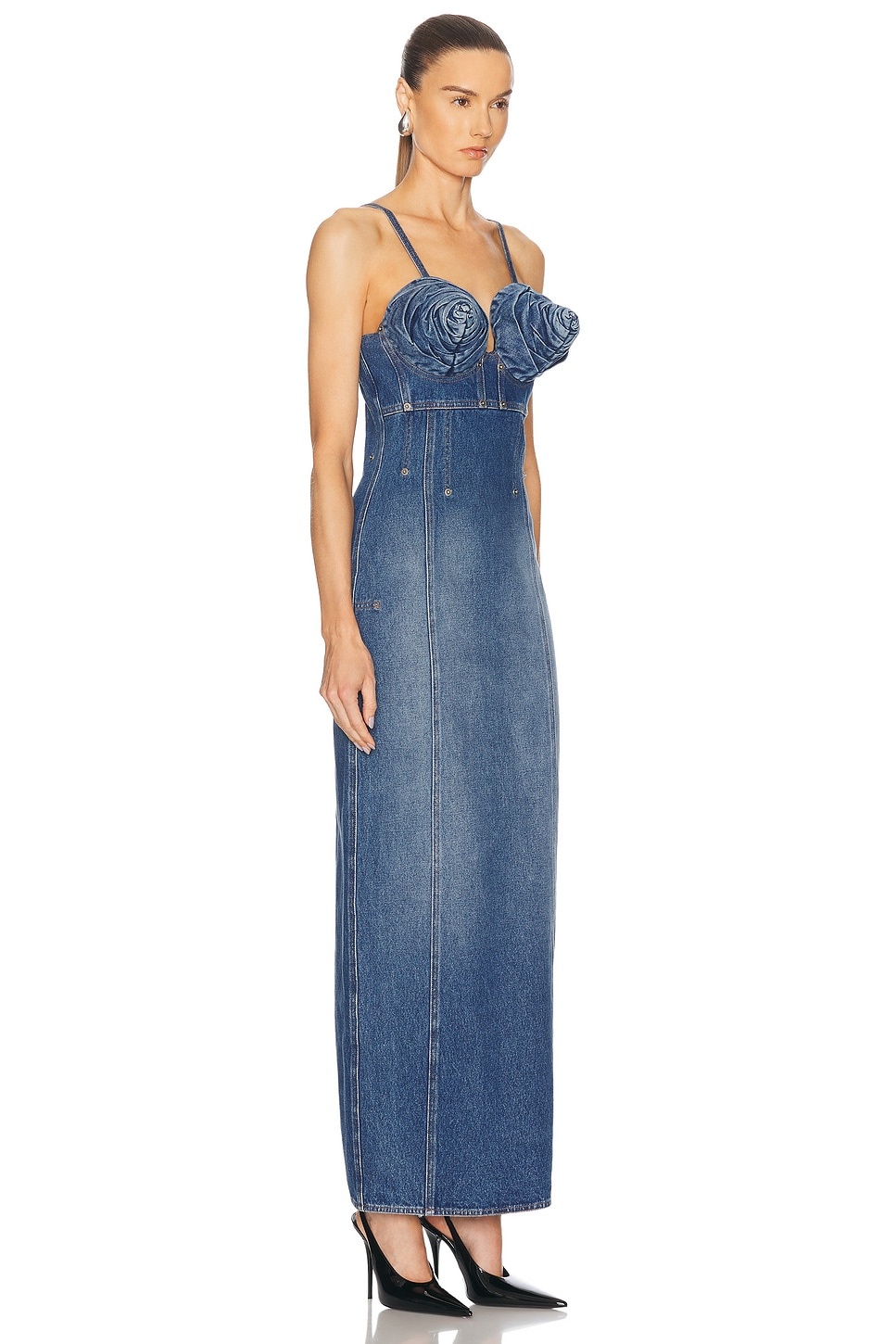 Conic Cups Long Denim Dress - 3