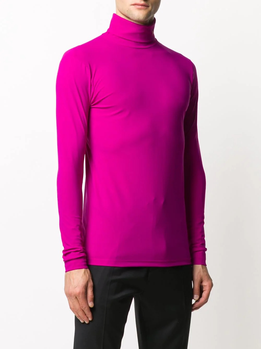 fuchsia roll neck fine jumper - 3