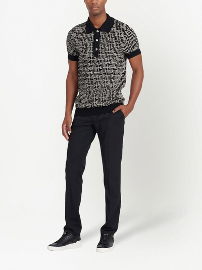 Balmain PB monogram jacquard polo shirt outlook