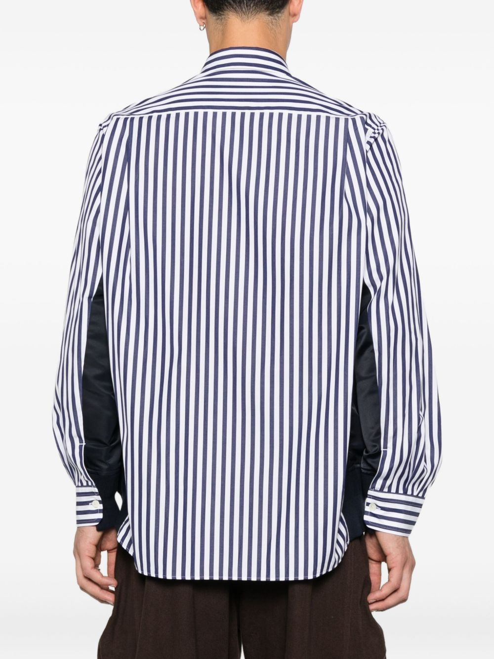 striped panelled-construction shirt - 4