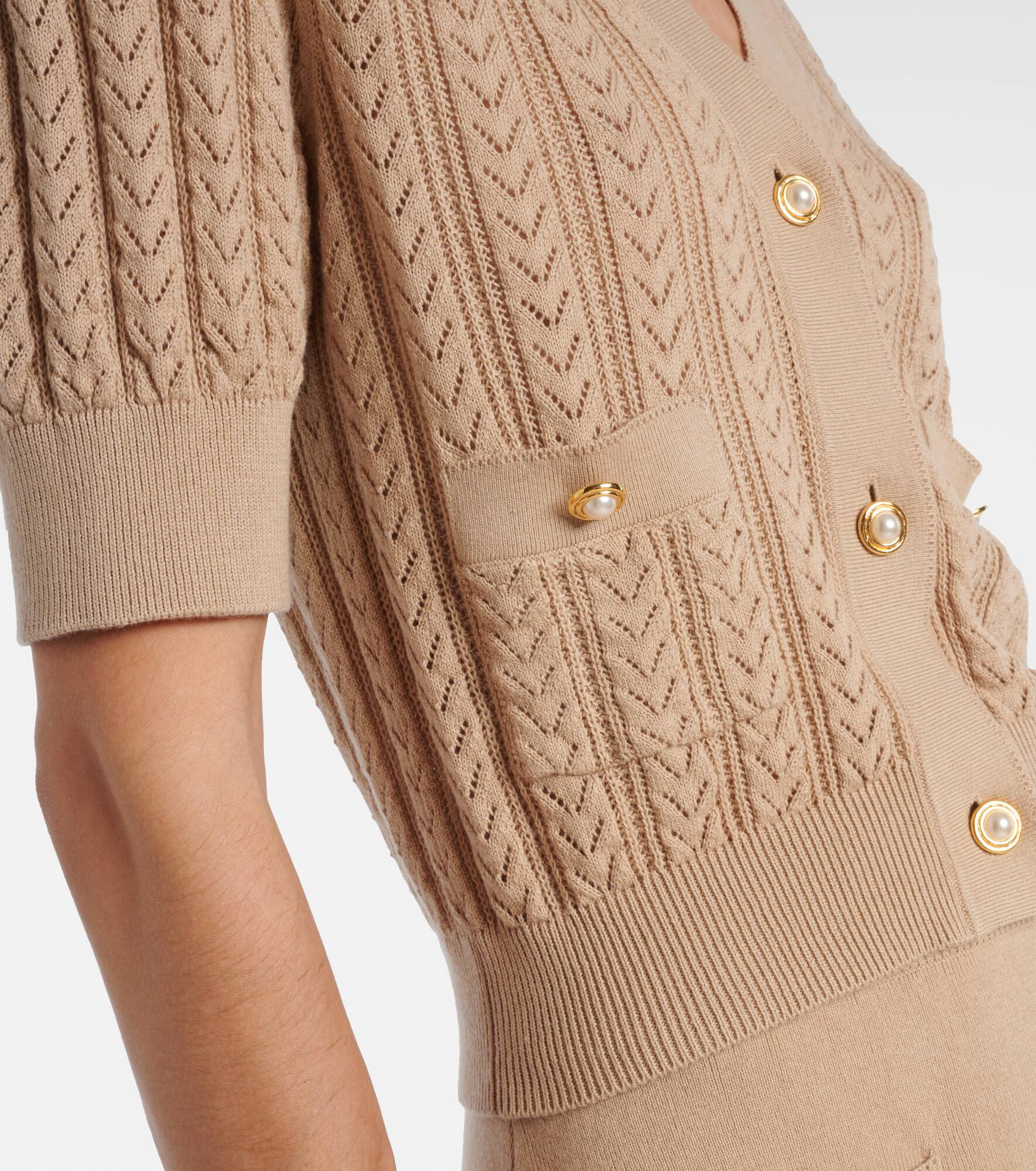 Pointelle cotton and cashmere cardigan - 5