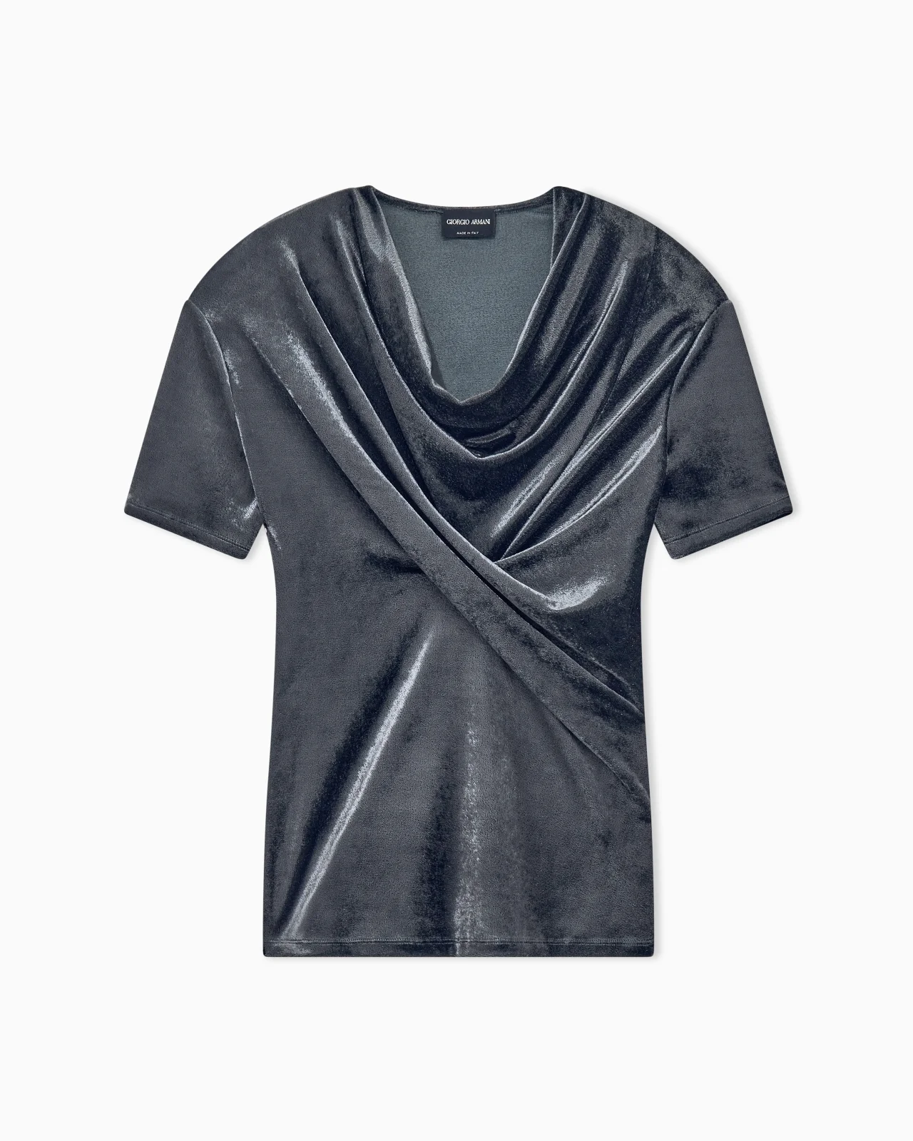 JUMPER SLIM-FIT T-SHIRT IN VISCOSE CHENILLE FRONT DRAPING - 1