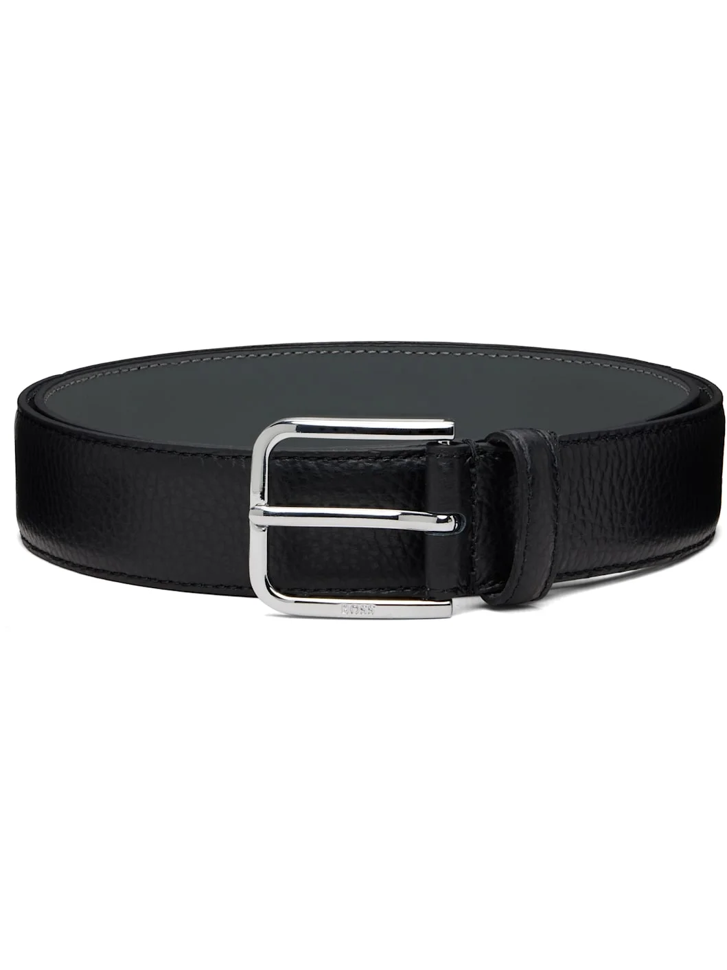 Black Italian Leather Pin-Buckle Belt - 1