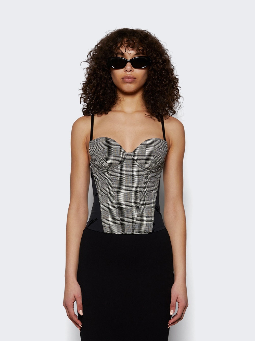 Metalized Wrinkled Corset Top Grey Check - 2