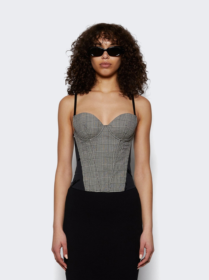 VETEMENTS Metalized Wrinkled Corset Top Grey Check outlook