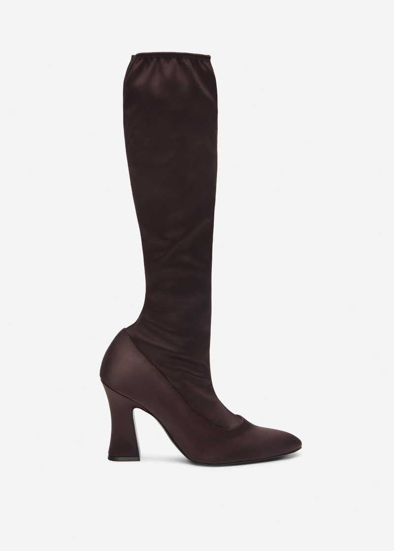 Satin boots in brown 1