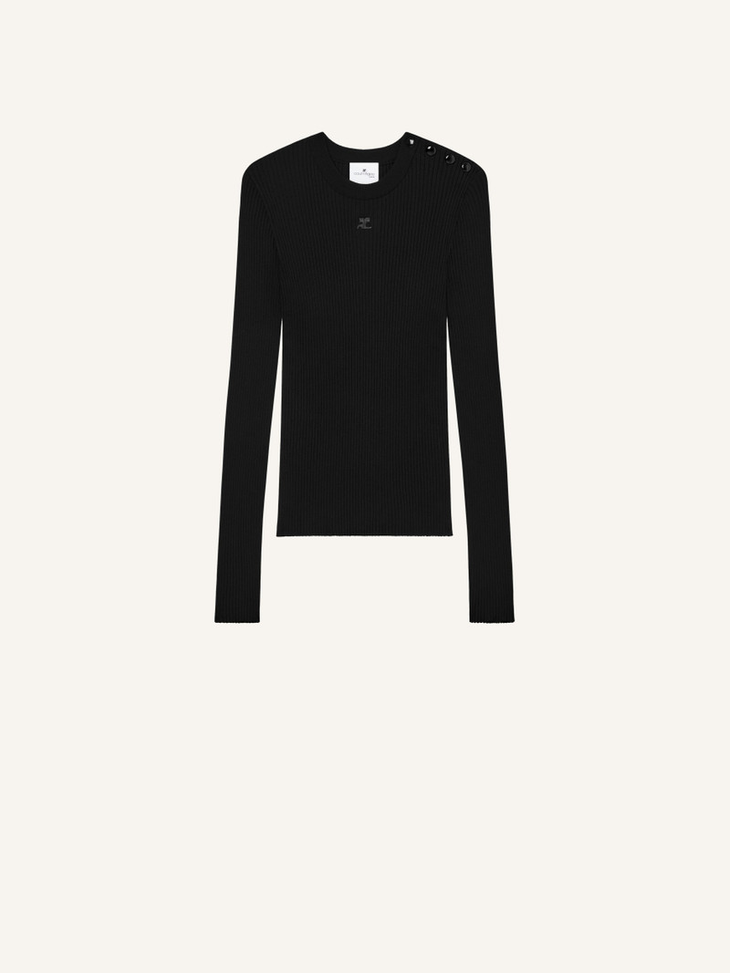 SHOULDER SNAPS RIB KNIT SWEATER 1
