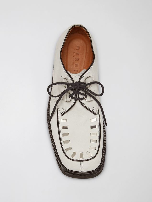 WHITE CALFSKIN LACE-UP - 4
