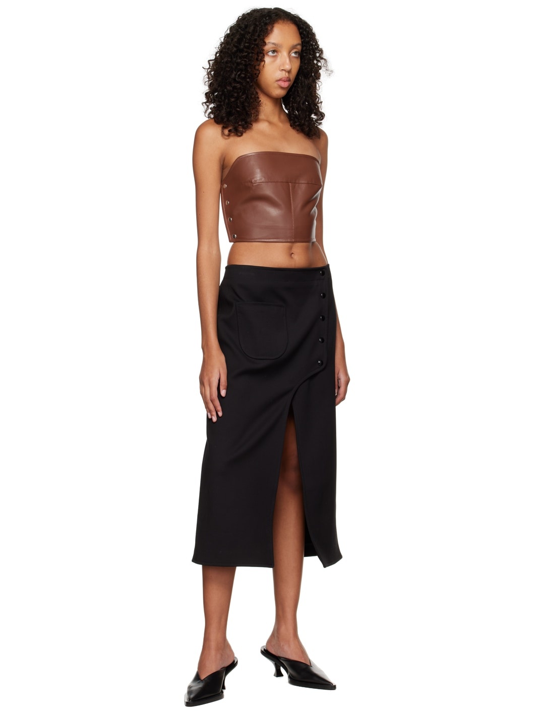 Brown Button Corset Tank Top - 4
