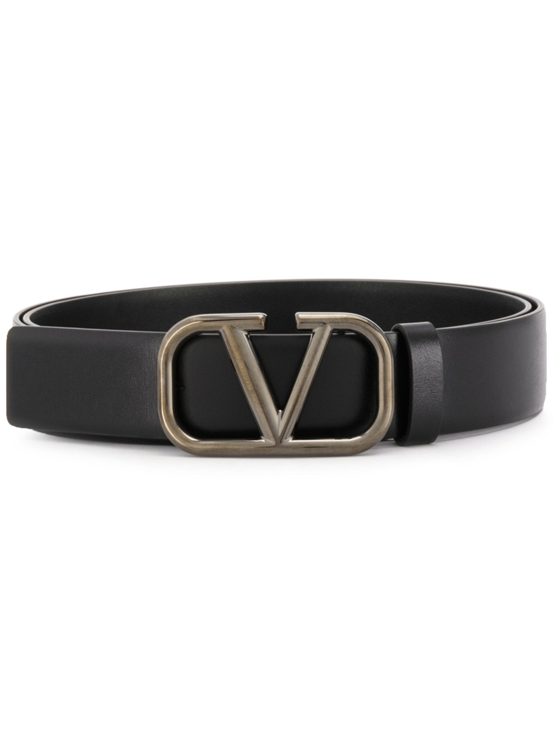 Black VLogo Signature Leather Belt - 1