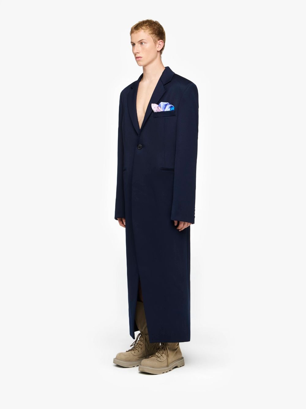LONG COAT WITH SATIN HANDKERCHIEF - 4