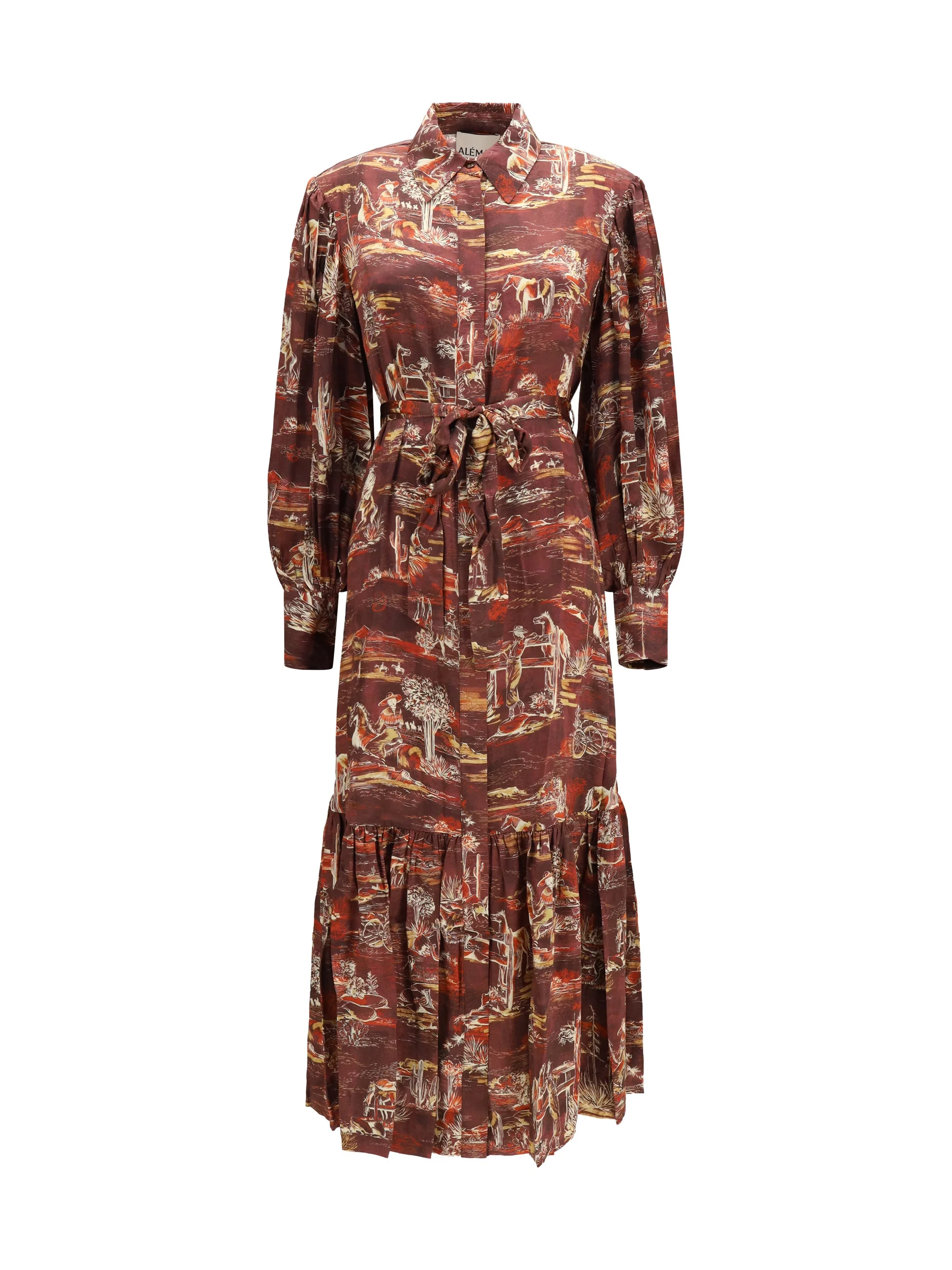 Alemais Ezra Silk Midi Shirt Dress Chocolate - 1