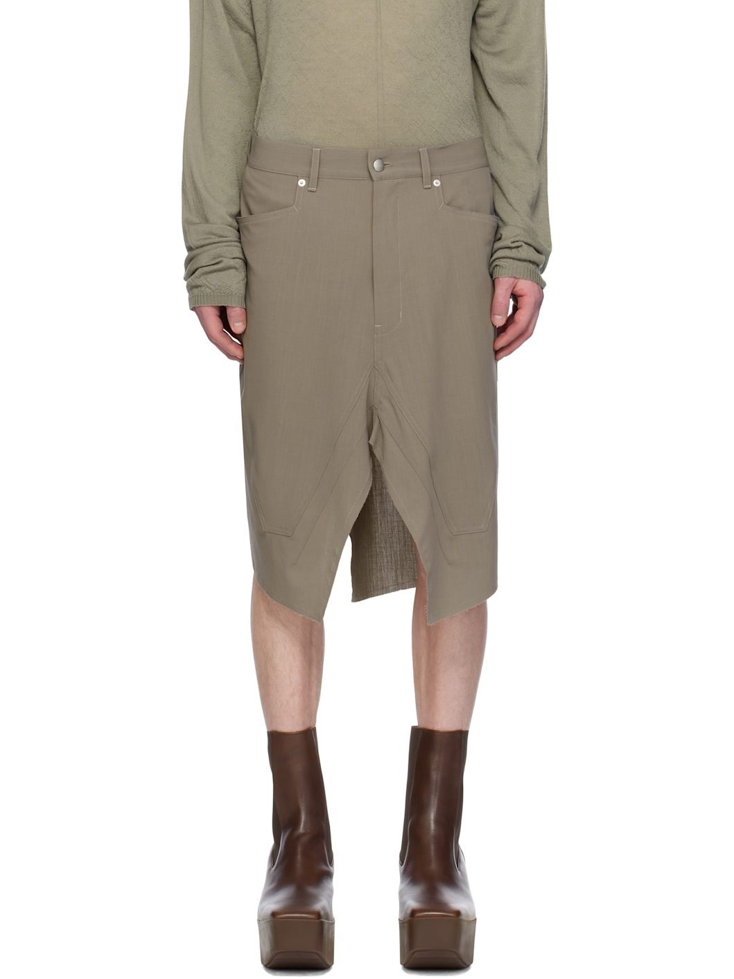 Gray Hollywood Slivered Skirt - 1