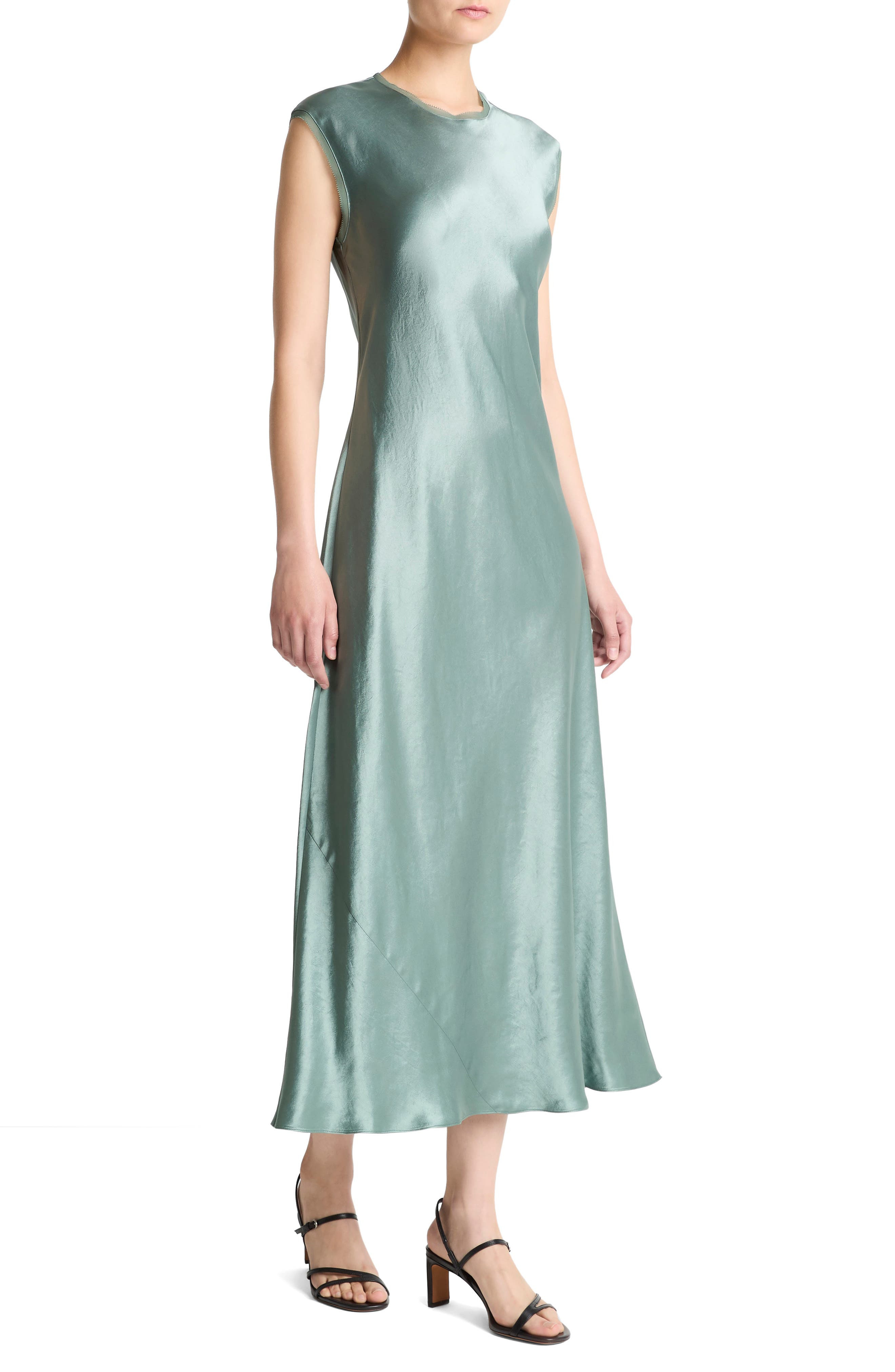 Vince Cap Sleeve Satin Maxi Dress in Deep Patina at Nordstrom - 3