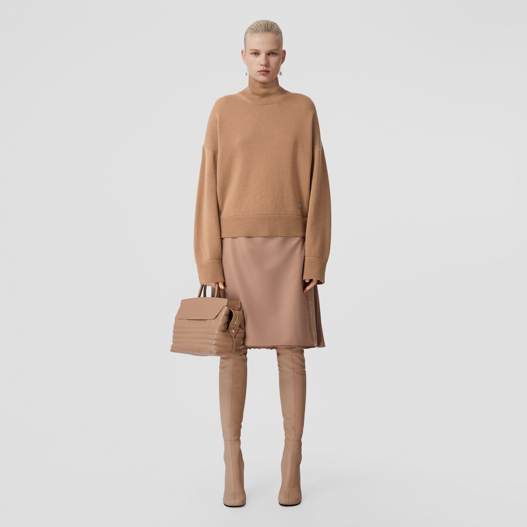 Monogram Motif Cashmere Funnel Neck Sweater - 6