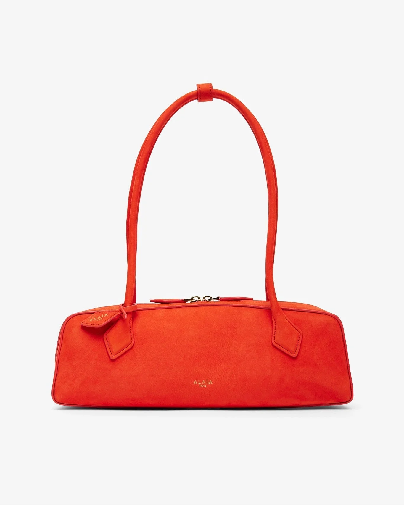 Le Teckel Medium orange suede bag - 1