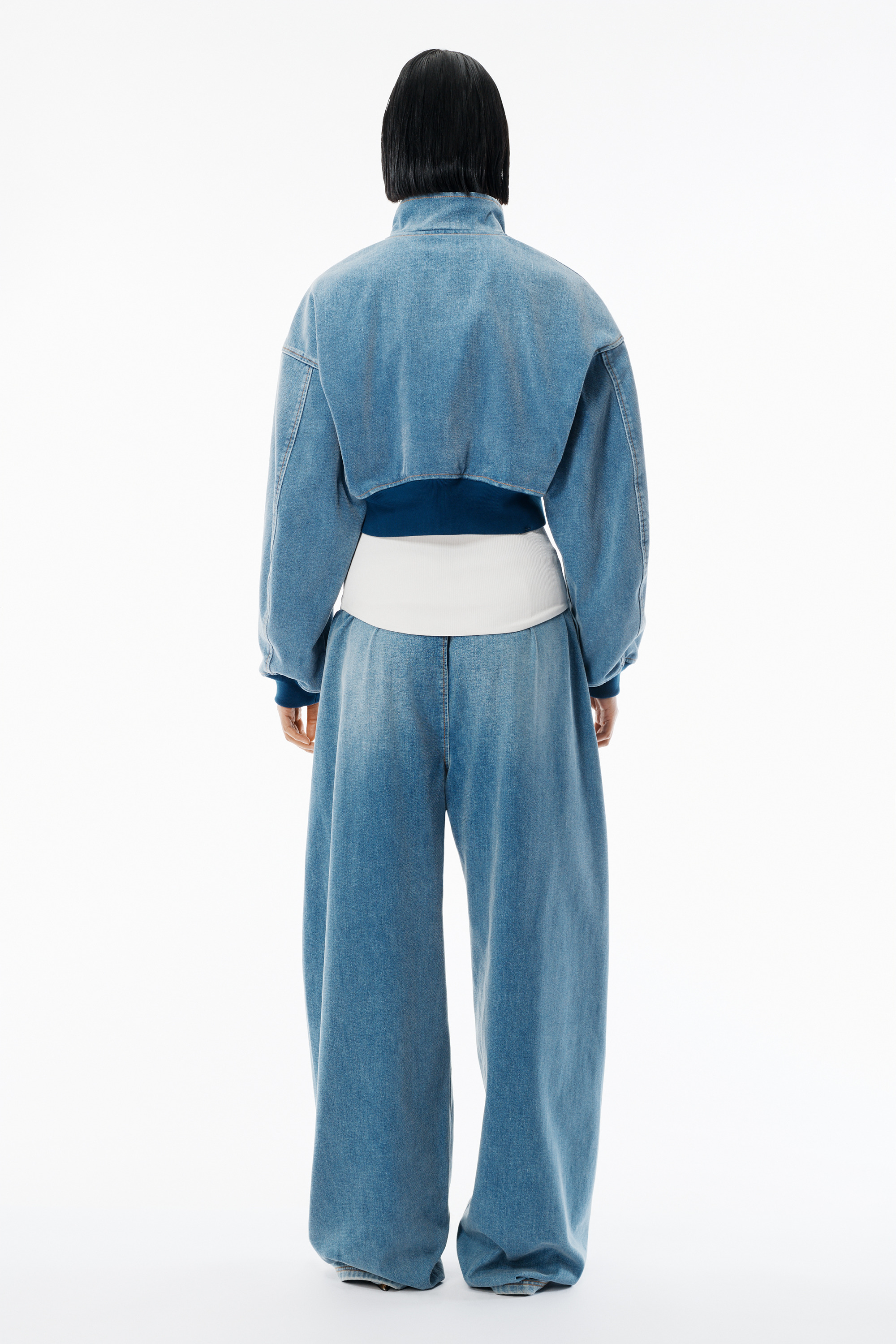 Light Blue Brushed Denim Sweatpant - 4