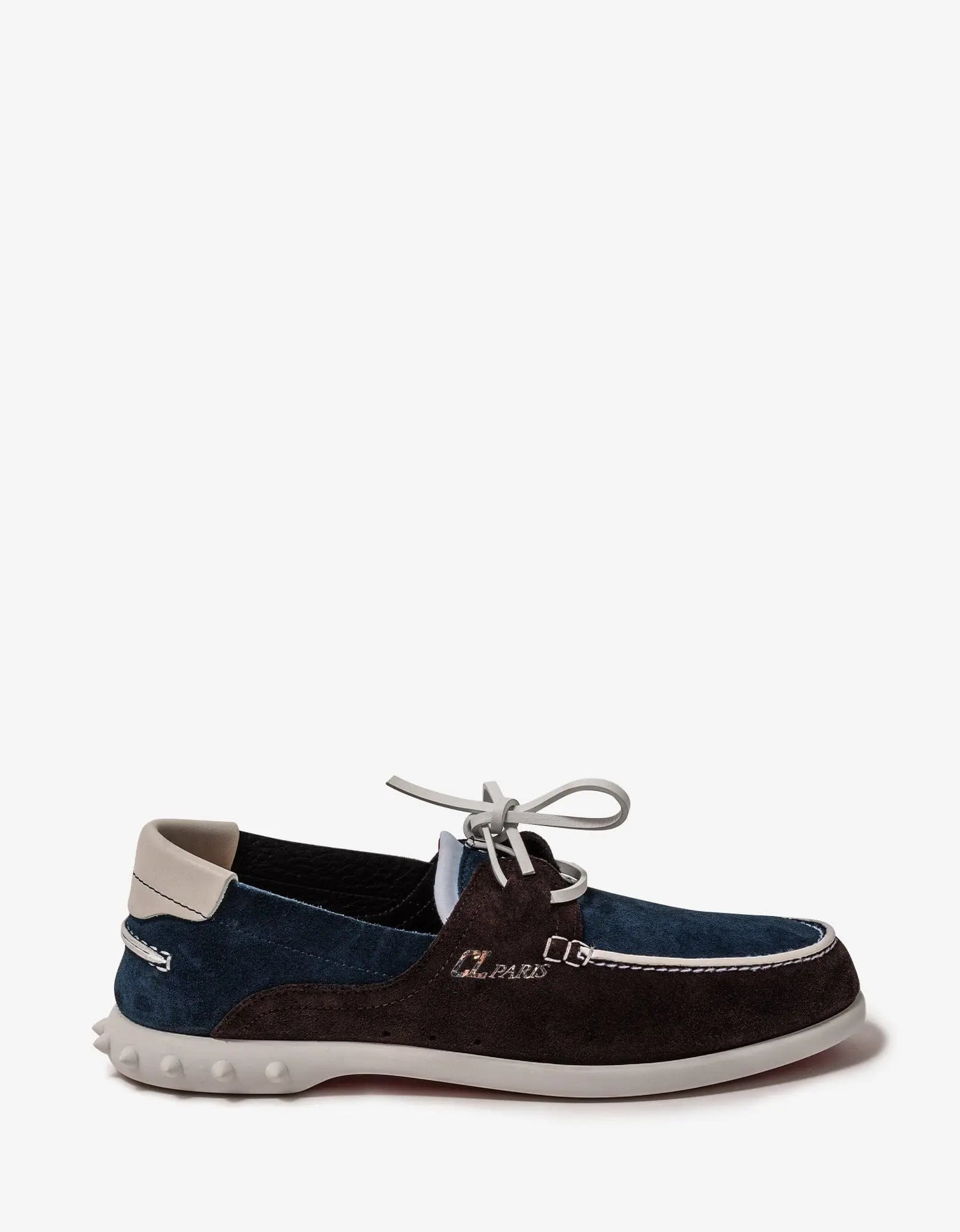 Christian Louboutin Geromoc Navy & Brown Suede Leather Loafers - 2