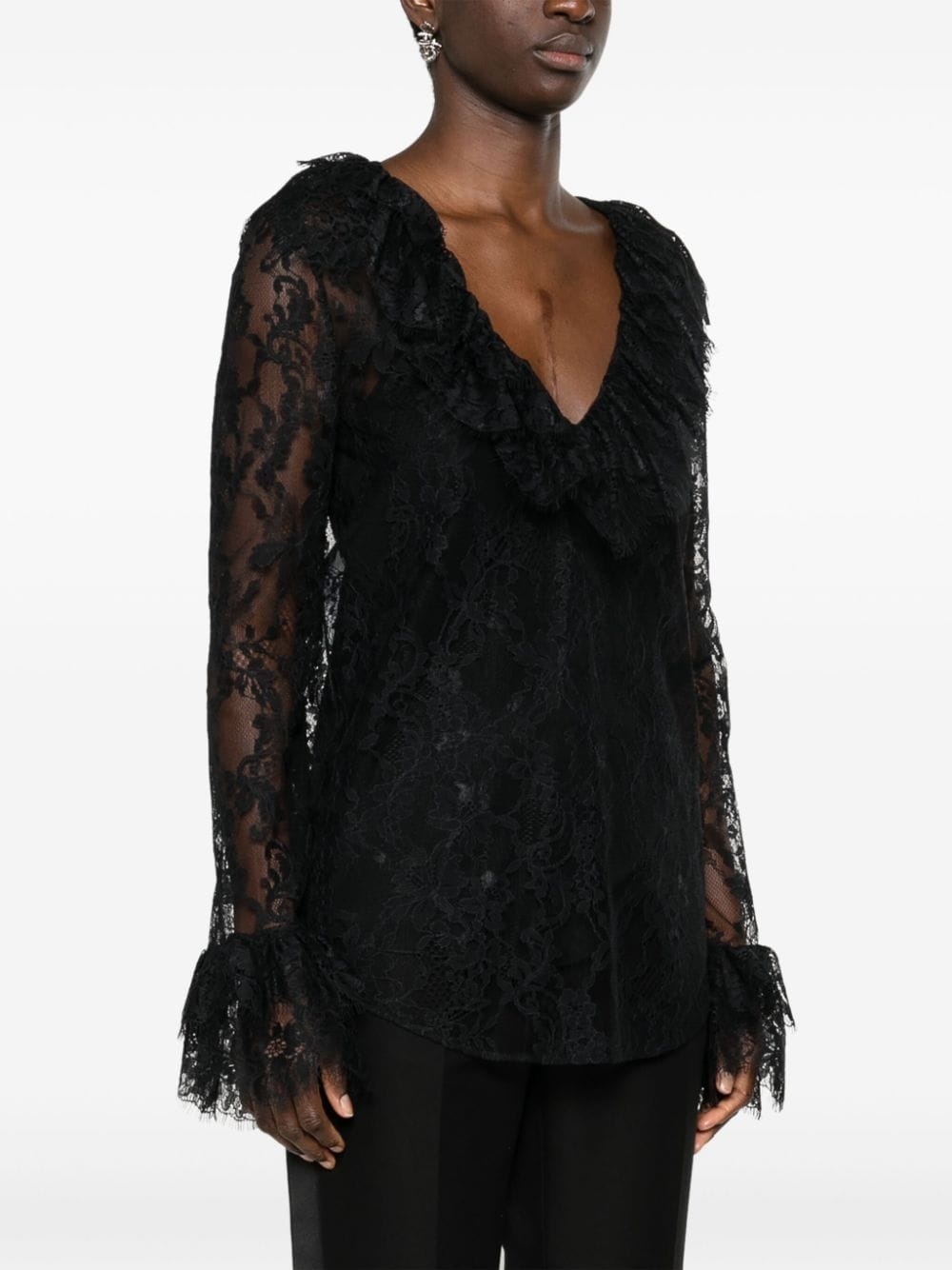 ruffled floral-lace blouse - 3