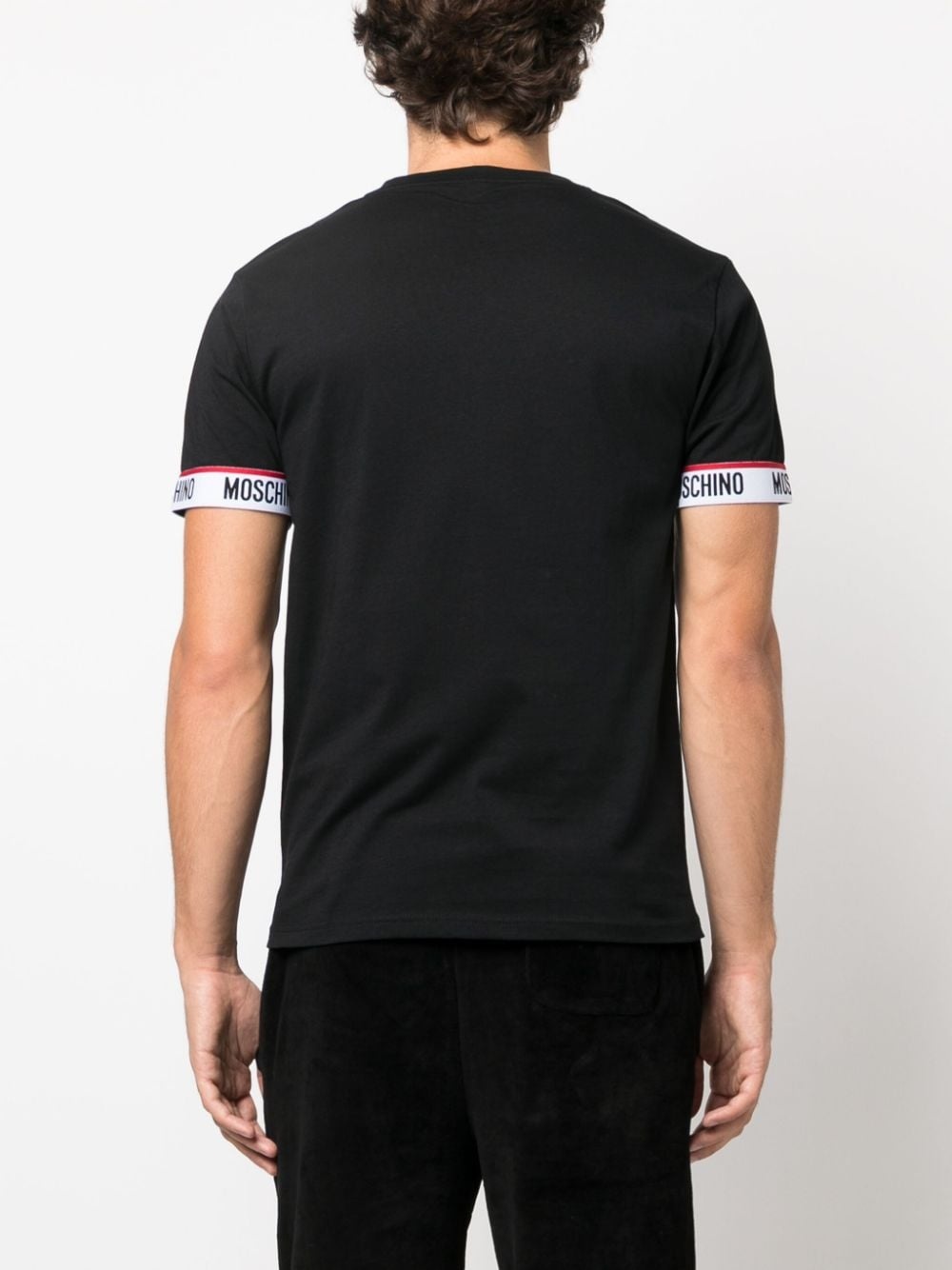 logo-tape detail cotton T-shirt - 4