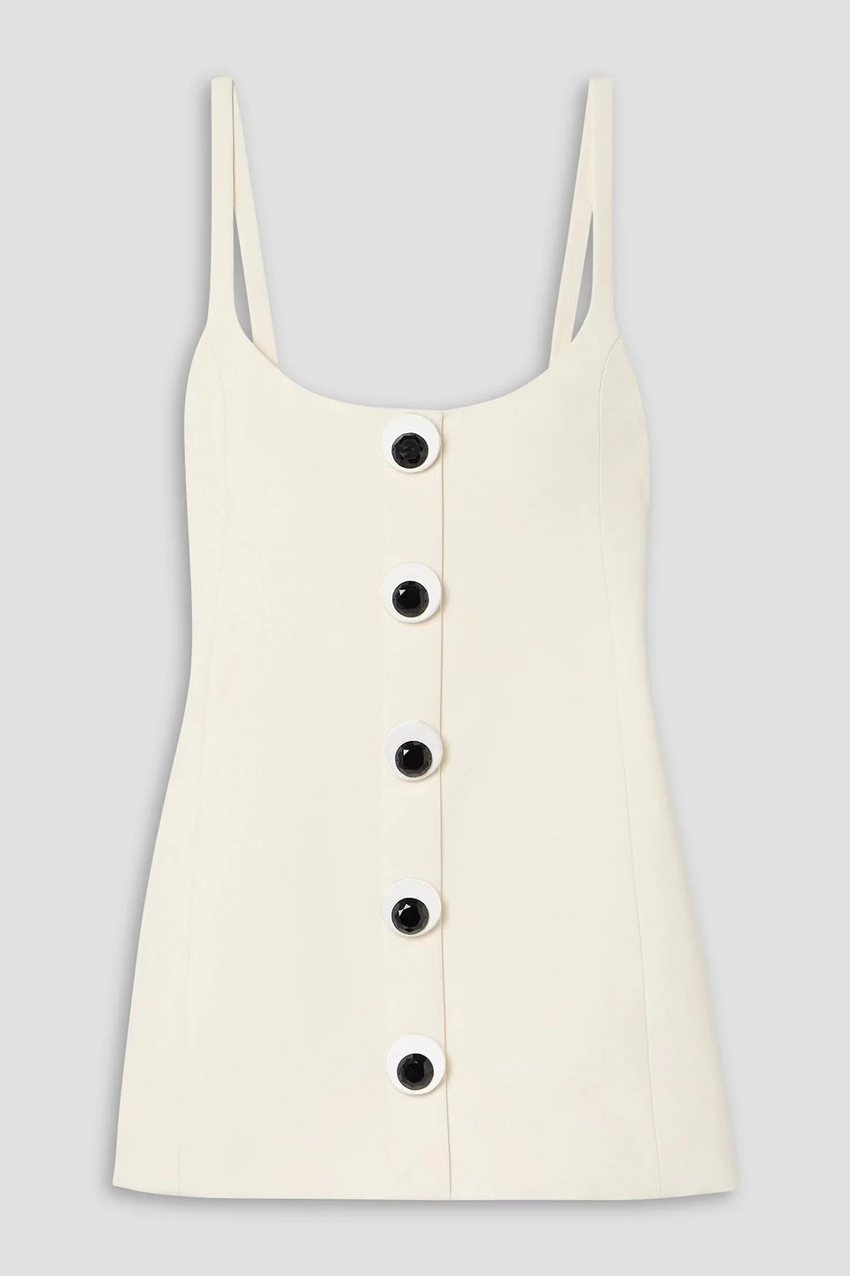 Button-embellished paneled wool-twill mini dress - 1