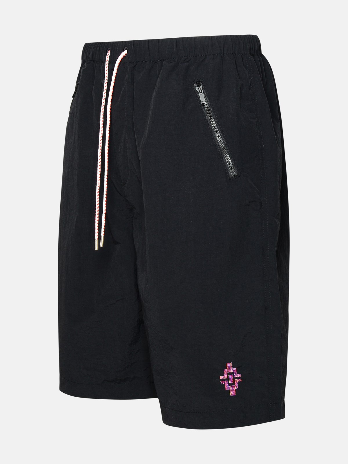 'GRAFFITI' BLACK NYLON BERMUDA SHORTS - 2