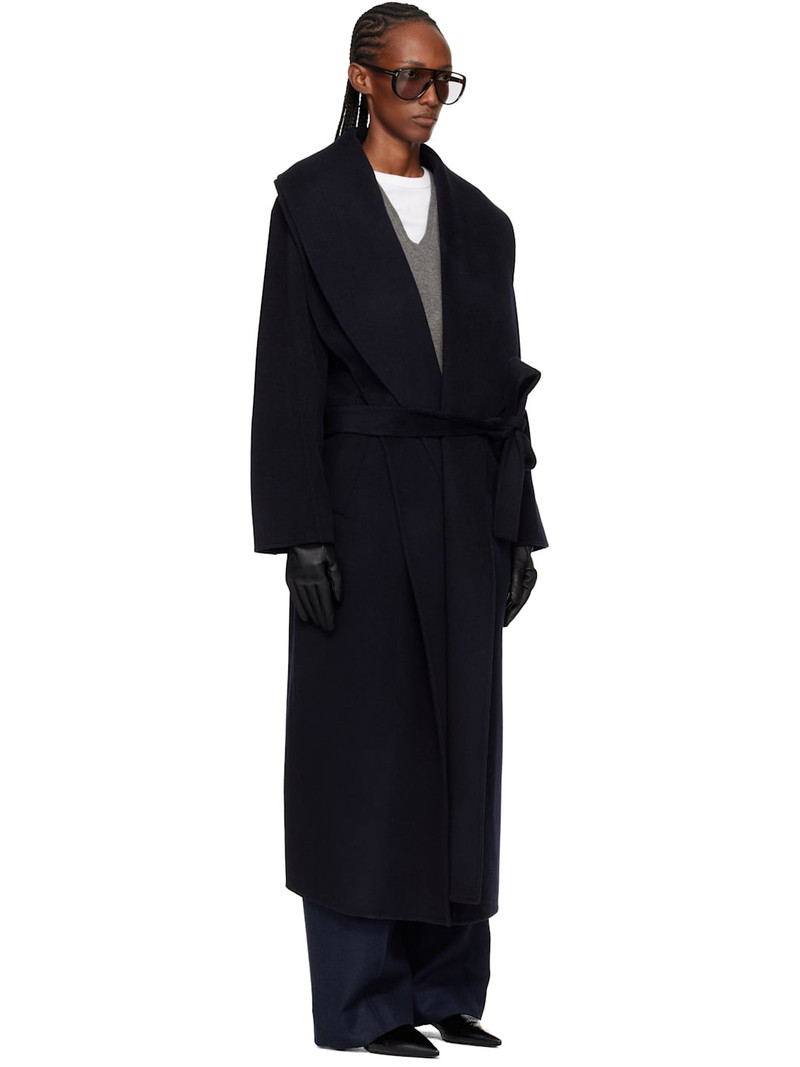 Navy Signature Double-Faced Scarf Coat 2
