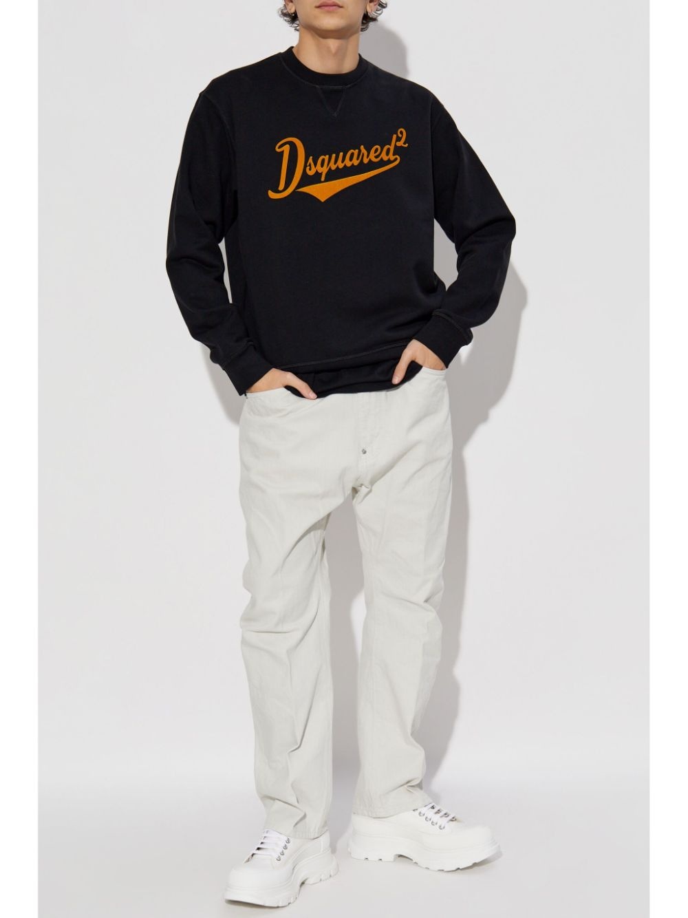 flocked-logo sweatshirt - 2